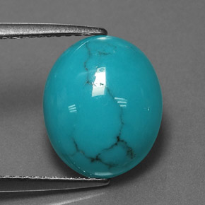 Turquesa azul natural 3,69ct, corte oval, opaco