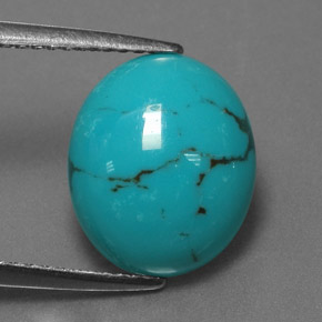 Turquesa azul natural 2,97ct, corte oval, opaco