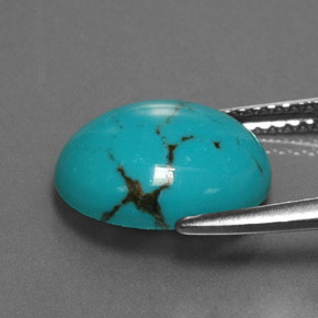 Turquesa azul natural 2,97ct, corte oval, opaco