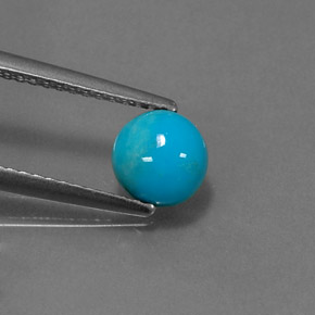 Turquesa azul natural 0,85ct, corte redondo, opaco