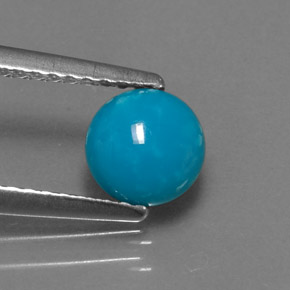 Turquesa azul natural 0,72ct, corte redondo, opaco