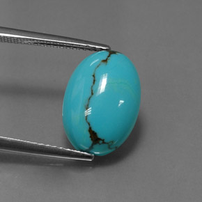 Turquesa azul natural 3,87ct, corte oval, opaco