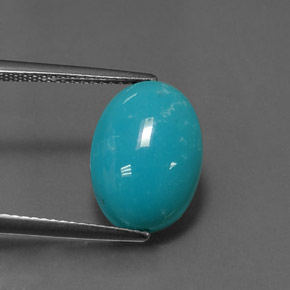 Turquesa azul natural 4,11ct, corte oval, opaco
