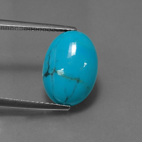 Turquesa azul natural 3,49ct, corte oval, opaco
