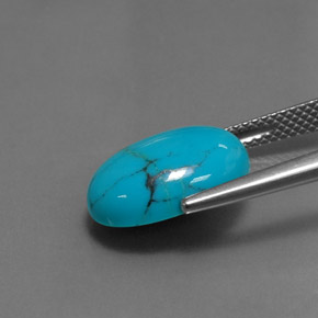 Turquesa azul natural 3,49ct, corte oval, opaco
