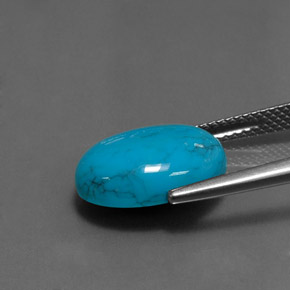 Turquesa azul natural 4,10ct, corte oval, opaco