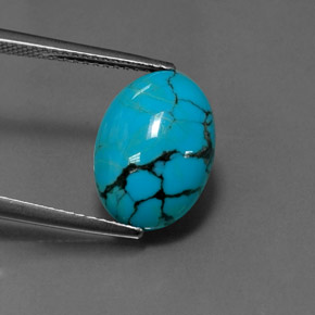 Turquesa azul natural 3,33ct, corte oval, opaco