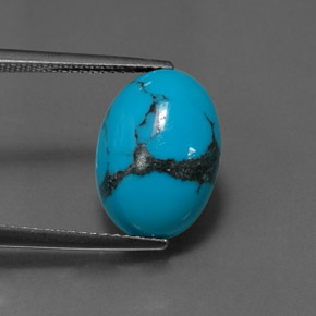 Turquesa azul natural 3,61ct, corte oval, opaco