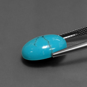Turquesa Azul Natural 3.67ct, Corte Oval, Opaco
