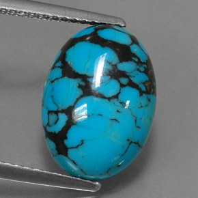 Turquesa azul natural 3,96ct, corte oval, opaco