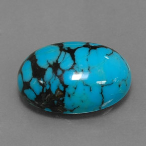 Turquesa azul natural 3,96ct, corte oval, opaco