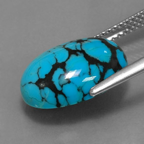 Turquesa azul natural 3,96ct, corte oval, opaco