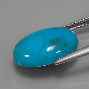 Turquesa azul natural 4,39ct, corte oval, opaco