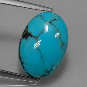 Turquesa azul natural 3,95ct, corte oval, opaco