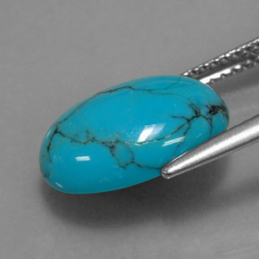Turquesa azul natural 3,95ct, corte oval, opaco