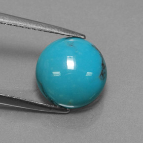 Turquesa azul natural 3,02ct, corte redondo, opaco