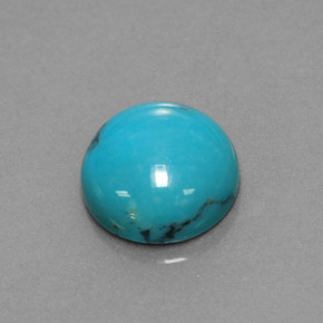 Turquesa azul natural 3,02ct, corte redondo, opaco