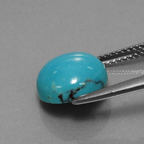 Turquesa azul natural 3,02ct, corte redondo, opaco