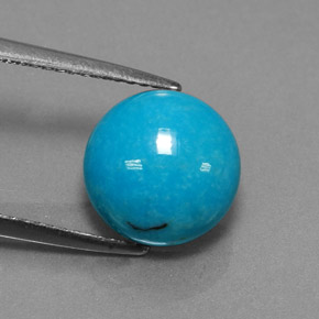Turquesa azul natural 3,33ct, corte redondo, opaco