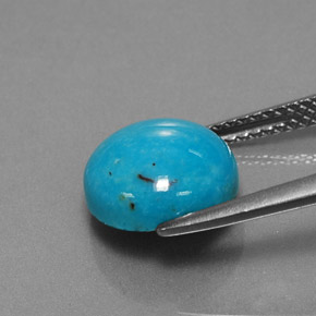 Turquesa azul natural 3,33ct, corte redondo, opaco
