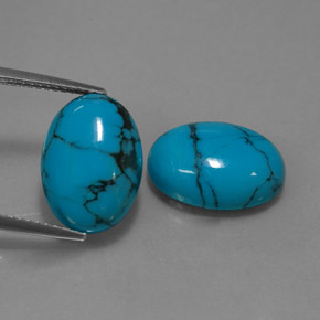 Pedras preciosas de turquesa azul natural de  ct, corte oval, opaco