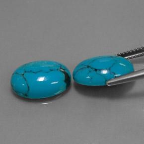 Pedras preciosas de turquesa azul natural de  ct, corte oval, opaco