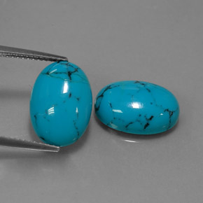 Pedras preciosas de turquesa azul natural de  ct, corte oval, opaco
