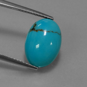 Turquesa azul natural 3,62ct, corte oval, opaco