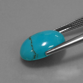 Turquesa azul natural 3,62ct, corte oval, opaco