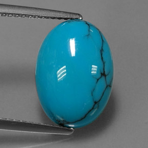 Turquesa azul natural 4,06ct, corte oval, opaco