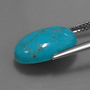 Turquesa azul natural 4,28ct, corte oval, opaco