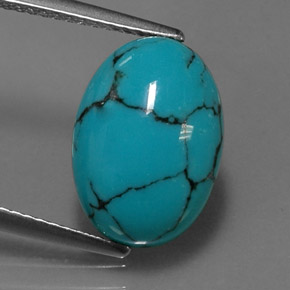 Turquesa azul natural 4,19ct, corte oval, opaco