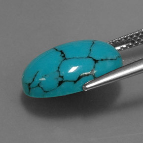 Turquesa azul natural 4,19ct, corte oval, opaco