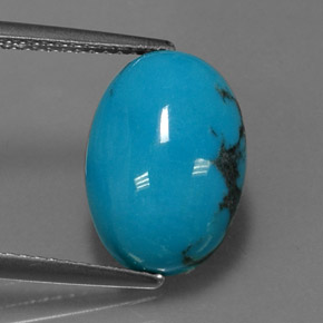 Turquesa azul natural 3,78ct, corte oval, opaco