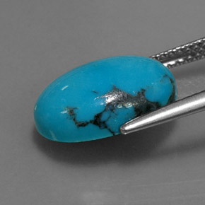 Turquesa azul natural 3,78ct, corte oval, opaco