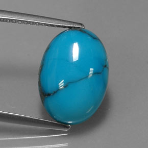 Turquesa azul natural 5,00ct, corte oval, opaco