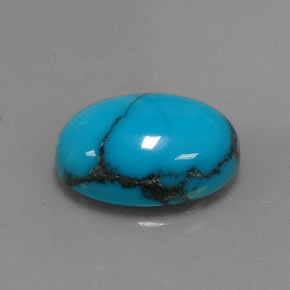 Turquesa azul natural 5,00ct, corte oval, opaco