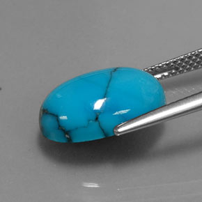 Turquesa azul natural 5,00ct, corte oval, opaco