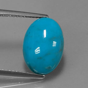 Turquesa azul natural 4,53ct, corte oval, opaco