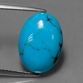 Turquesa azul natural 4,33ct, corte oval, opaco