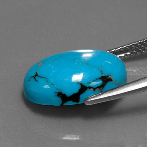 Turquesa azul natural 4,33ct, corte oval, opaco
