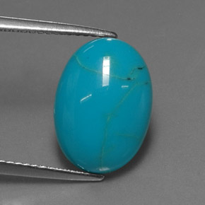 Turquesa azul natural 3,79ct, corte oval, opaco