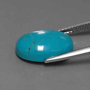Turquesa azul natural 3,79ct, corte oval, opaco