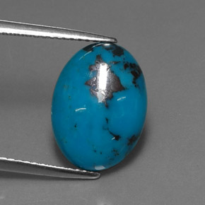 Turquesa azul natural 4,48ct, corte oval, opaco