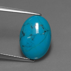 Turquesa azul natural 4,01ct, corte oval, opaco