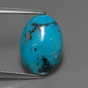 Turquesa azul natural 4,33ct, corte oval, opaco
