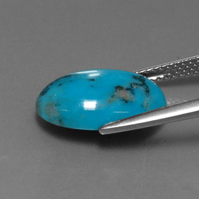 Turquesa azul natural 4,33ct, corte oval, opaco