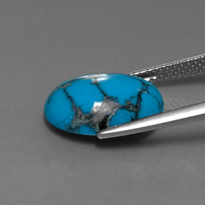 Turquesa azul natural 3,74ct, corte oval, opaco