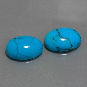 Pedras preciosas de turquesa azul natural de  ct, corte oval, opaco
