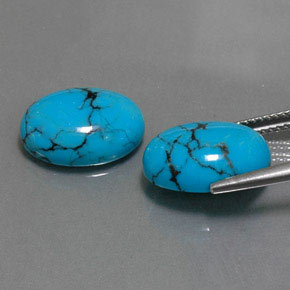 Pedras preciosas de turquesa azul natural de  ct, corte oval, opaco